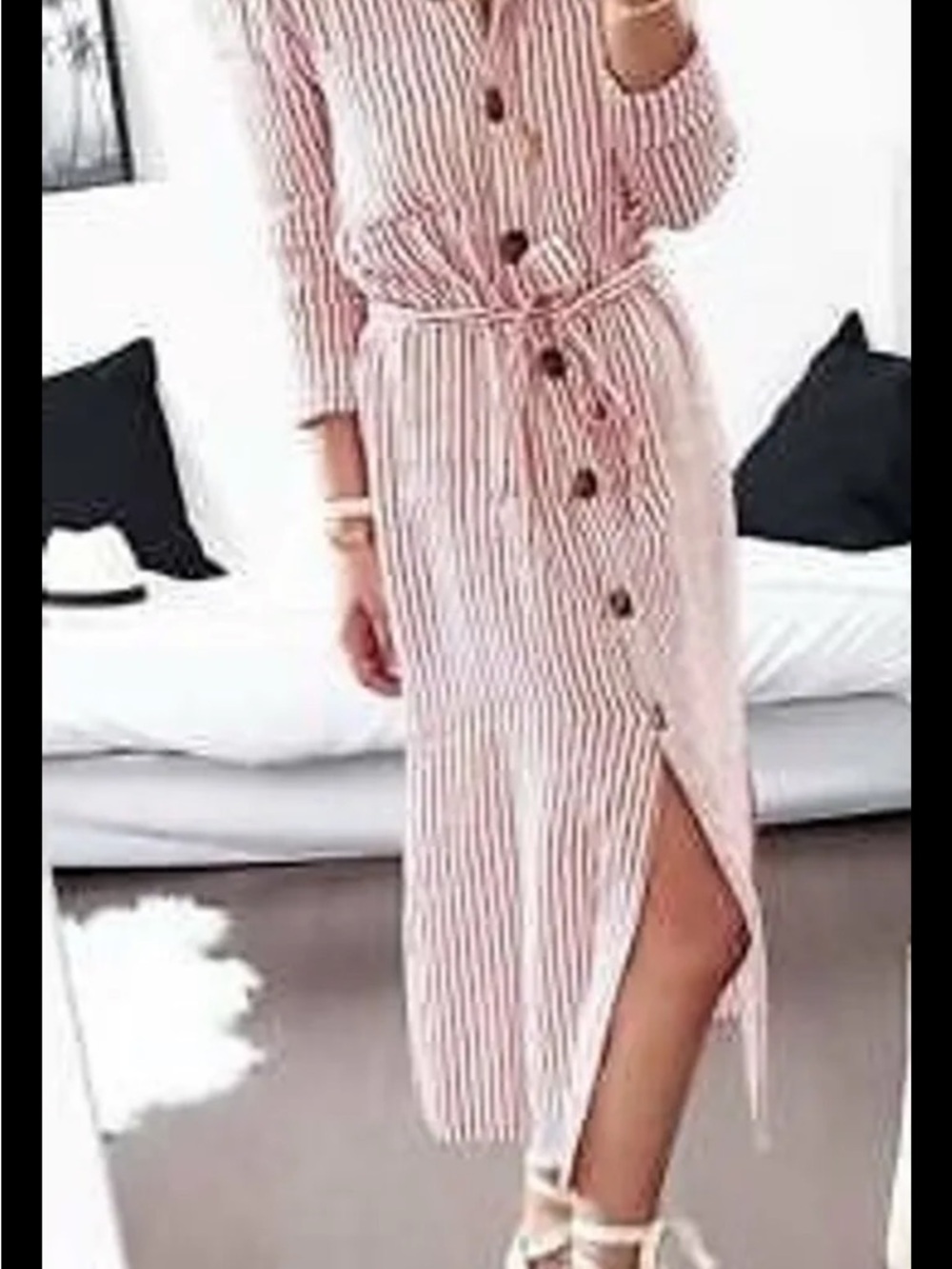 ZARA red and white striped button down dress